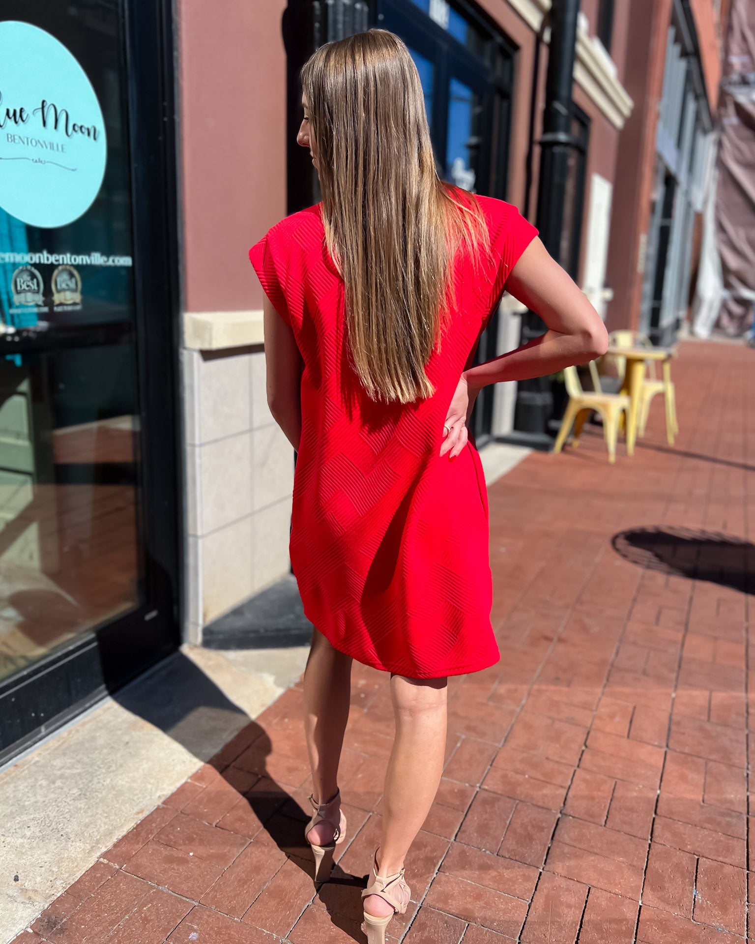 Red Textured Knit Mini Dress