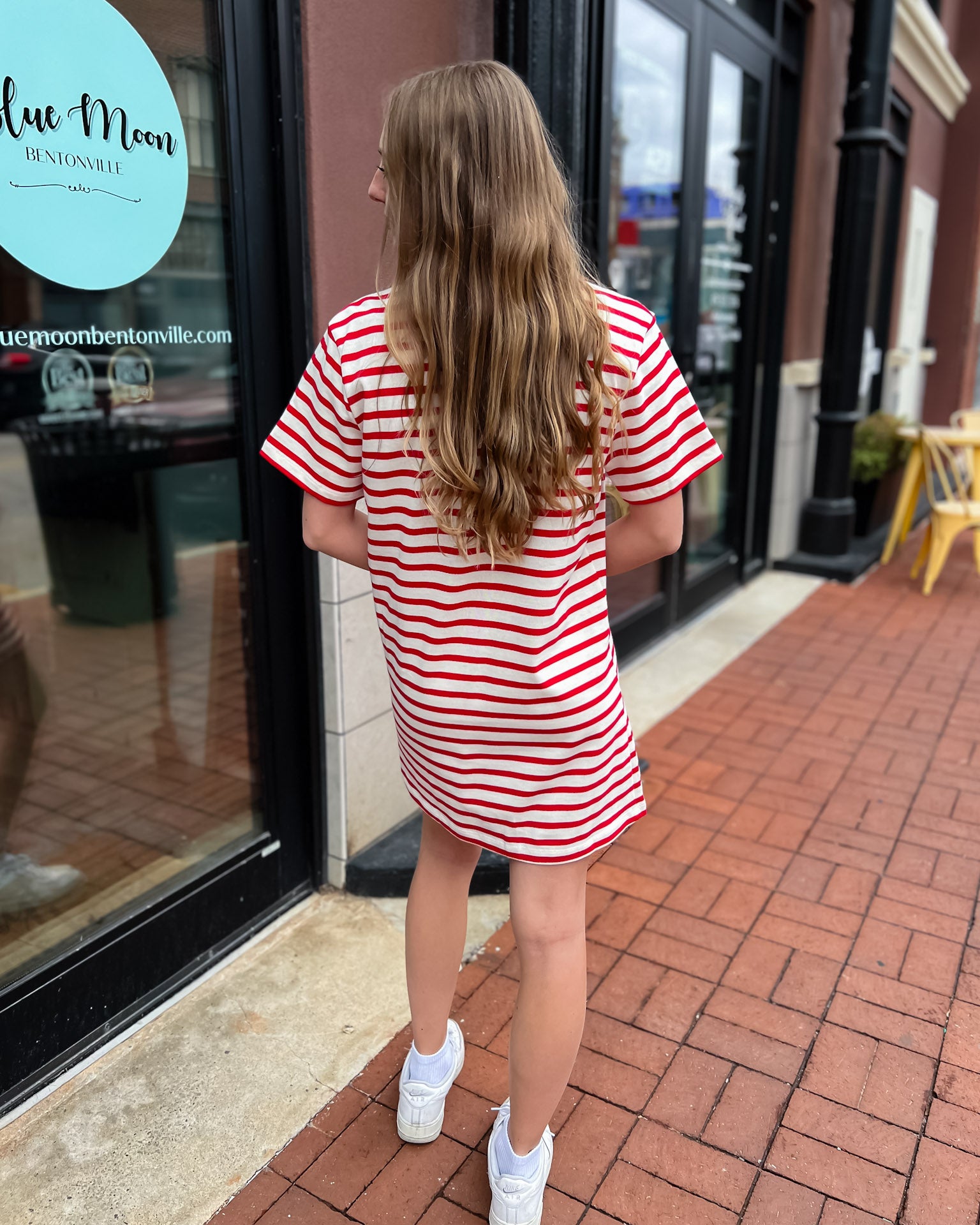 Red/White Striped T-shirt Dress - Shopbluemoonbentonville