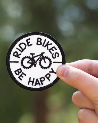 Ride Bikes Be Happy Embroidered Iron - On Patch - Shopbluemoonbentonville
