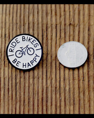 Ride Bikes, Be Happy Enamel Lapel Pin - Shopbluemoonbentonville