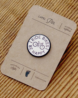 Ride Bikes, Be Happy Enamel Lapel Pin - Shopbluemoonbentonville