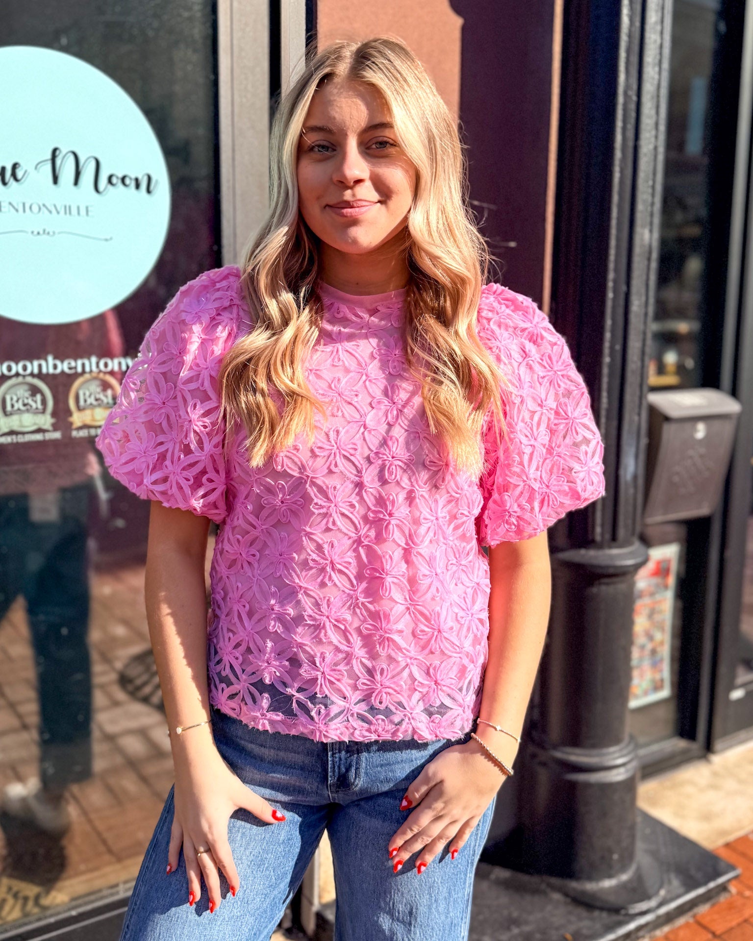 Rose Pink 3D Floral Top