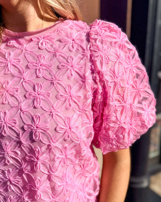 Rose Pink 3D Floral Top - Shopbluemoonbentonville