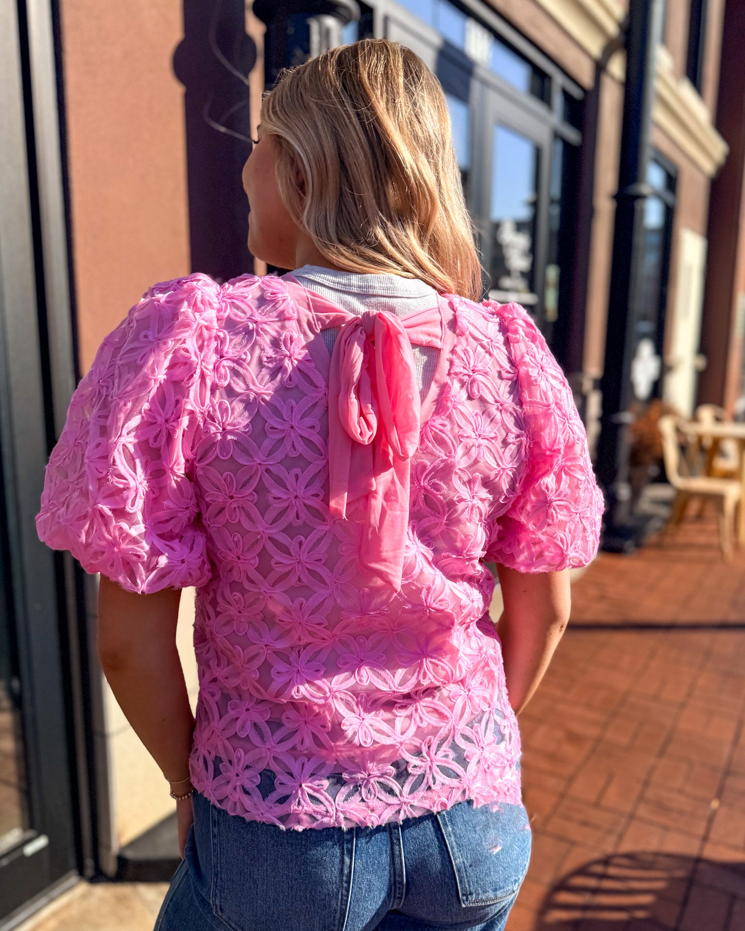 Rose Pink 3D Floral Top