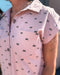 Rose Shirt Dress w/ Bow Print