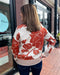 Rust Floral Half Zip Sweater