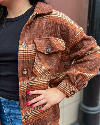 Rust Plaid Flannel Shacket