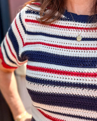RWB Striped Crochet Sweater - Blue Moon Bentonville
