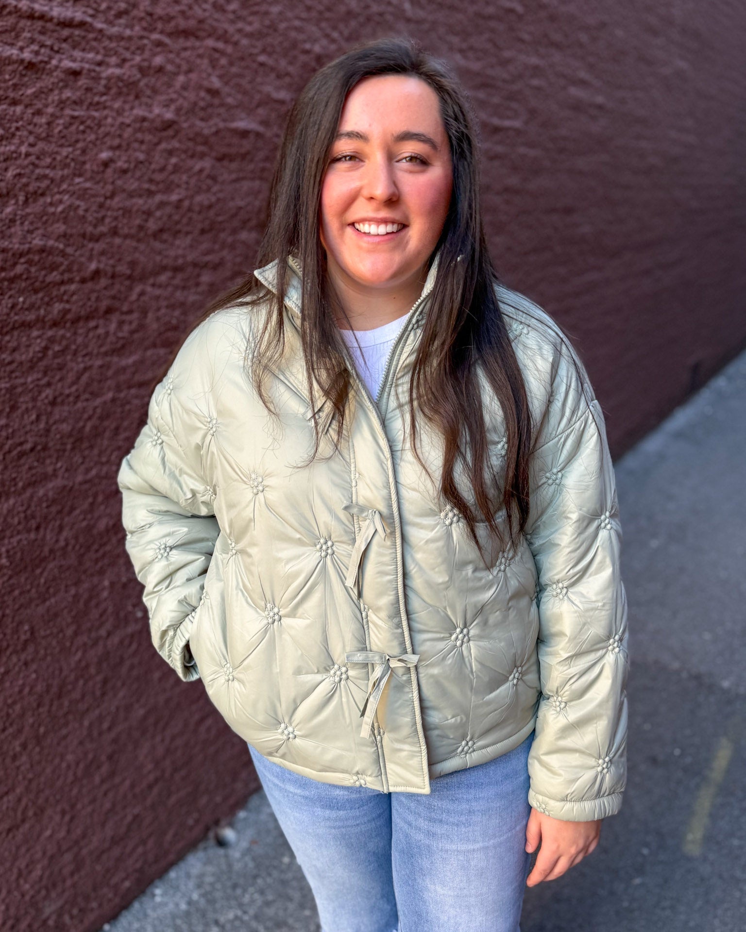 Sage Quilted Flower Jacket