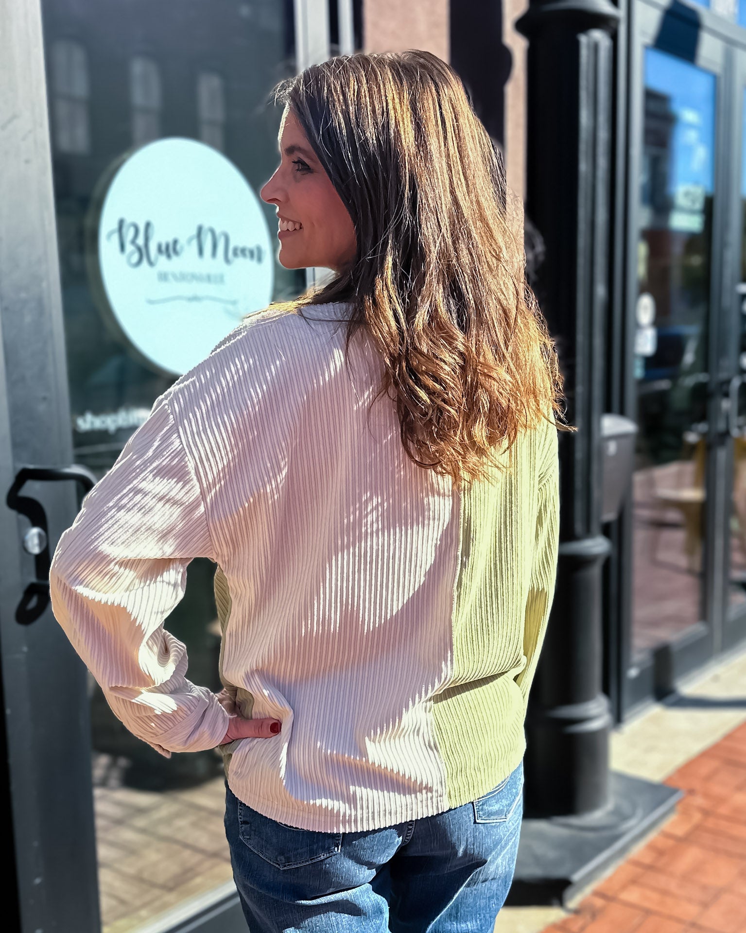 Sage/Ecru Colorblock Shacket