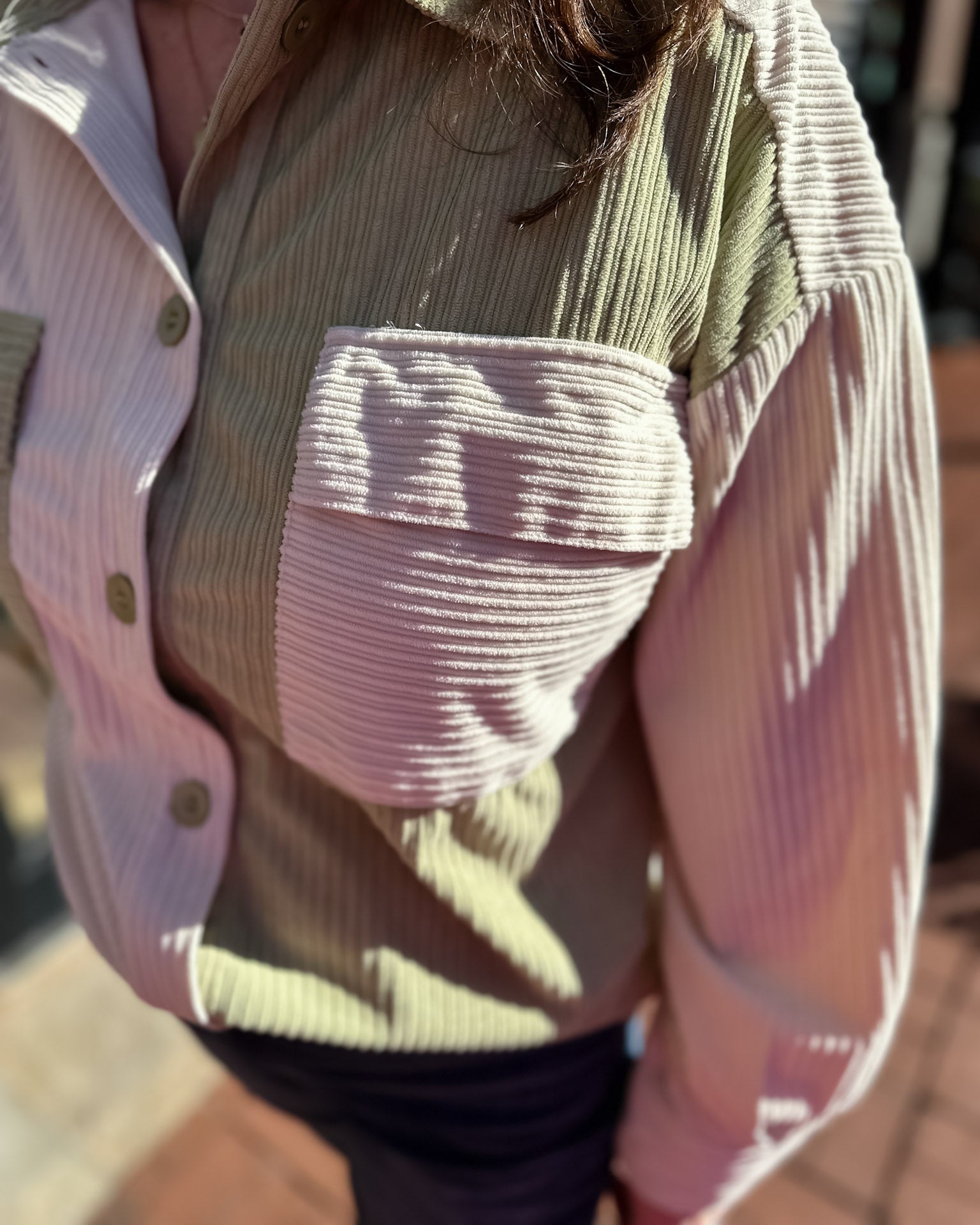 Sage/Ecru Colorblock Shacket