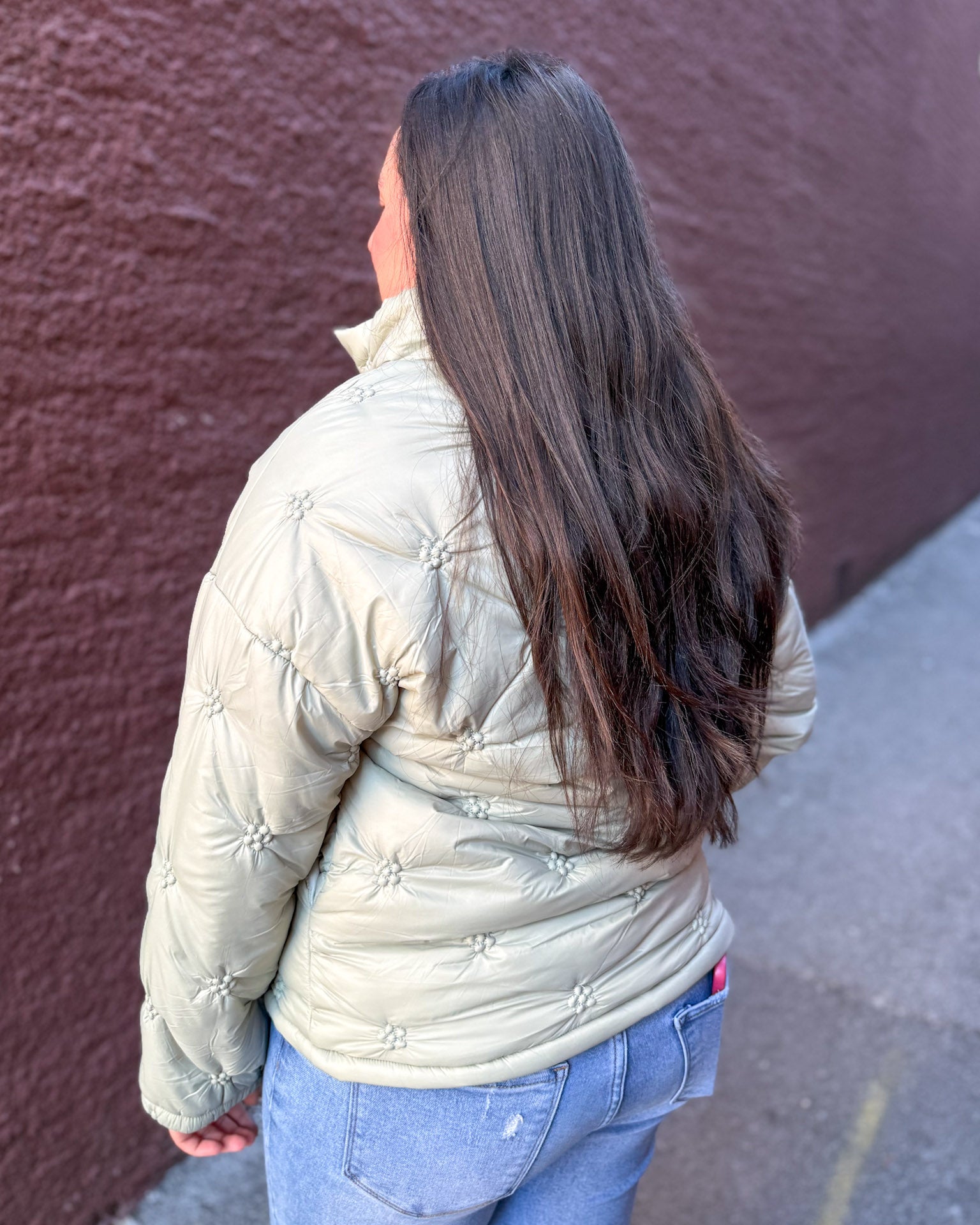 Sage Quilted Flower Jacket