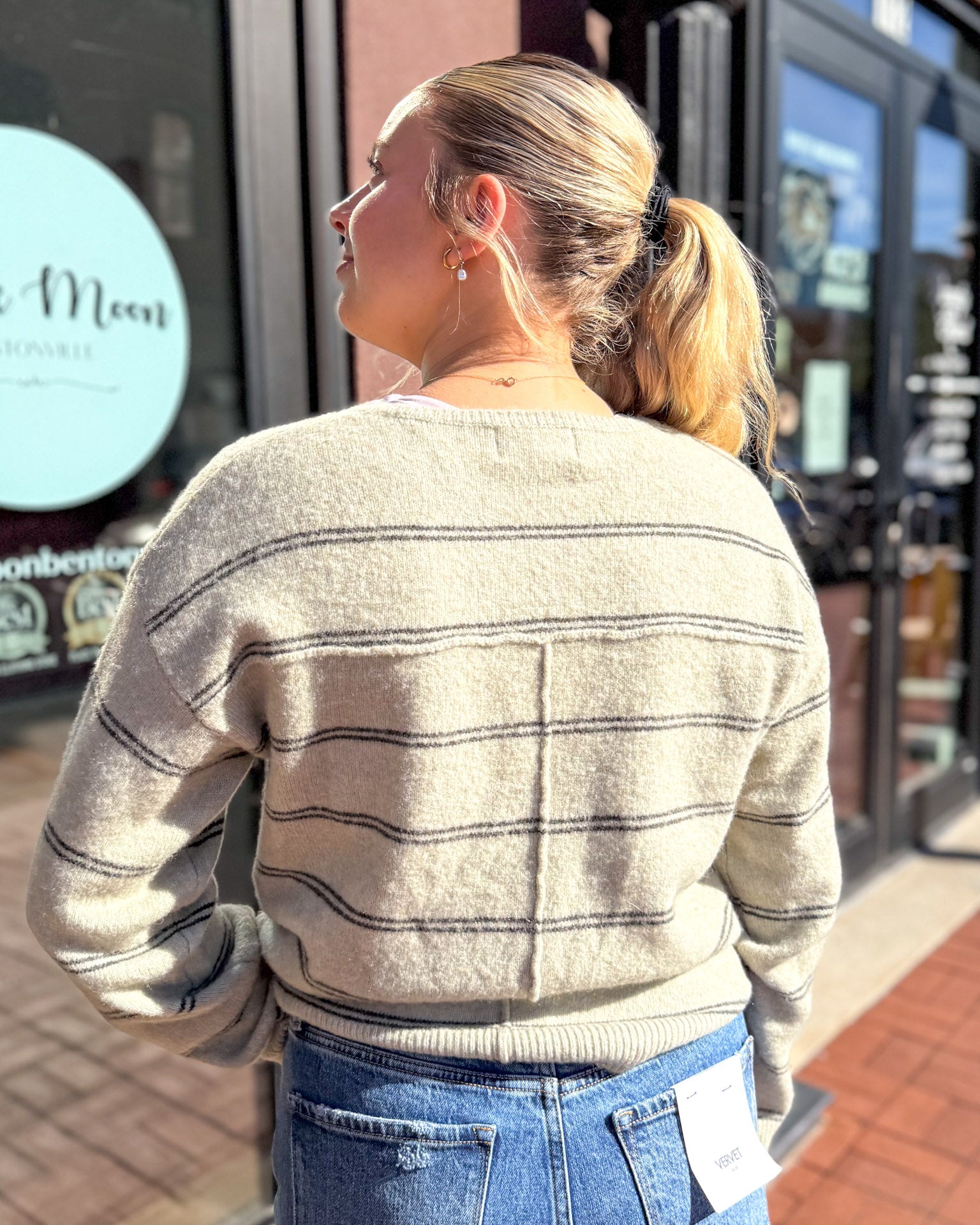 Sage Striped Cozy Knit Sweater