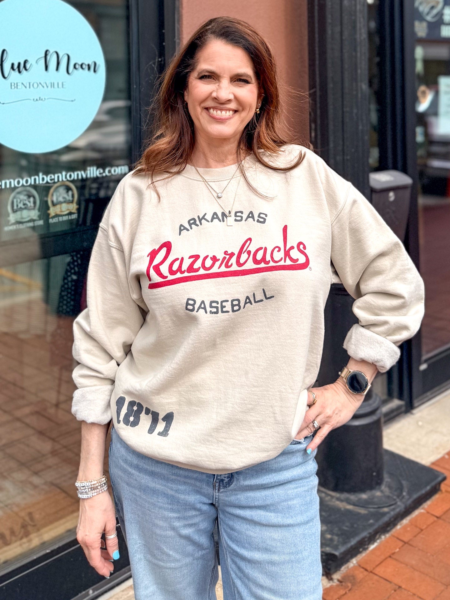 Sand Razorback Baseball Sweatshirt