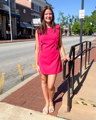Scarlet Sleeveless Dress w/Bow Accent