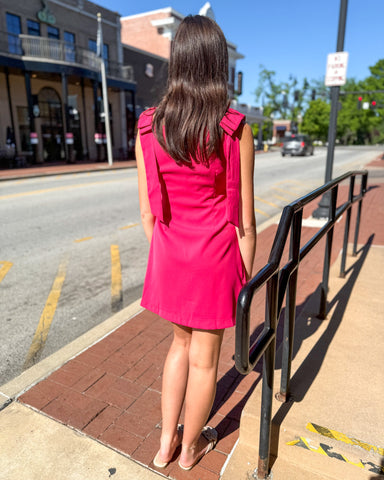 Scarlet Sleeveless Dress w/Bow Accent