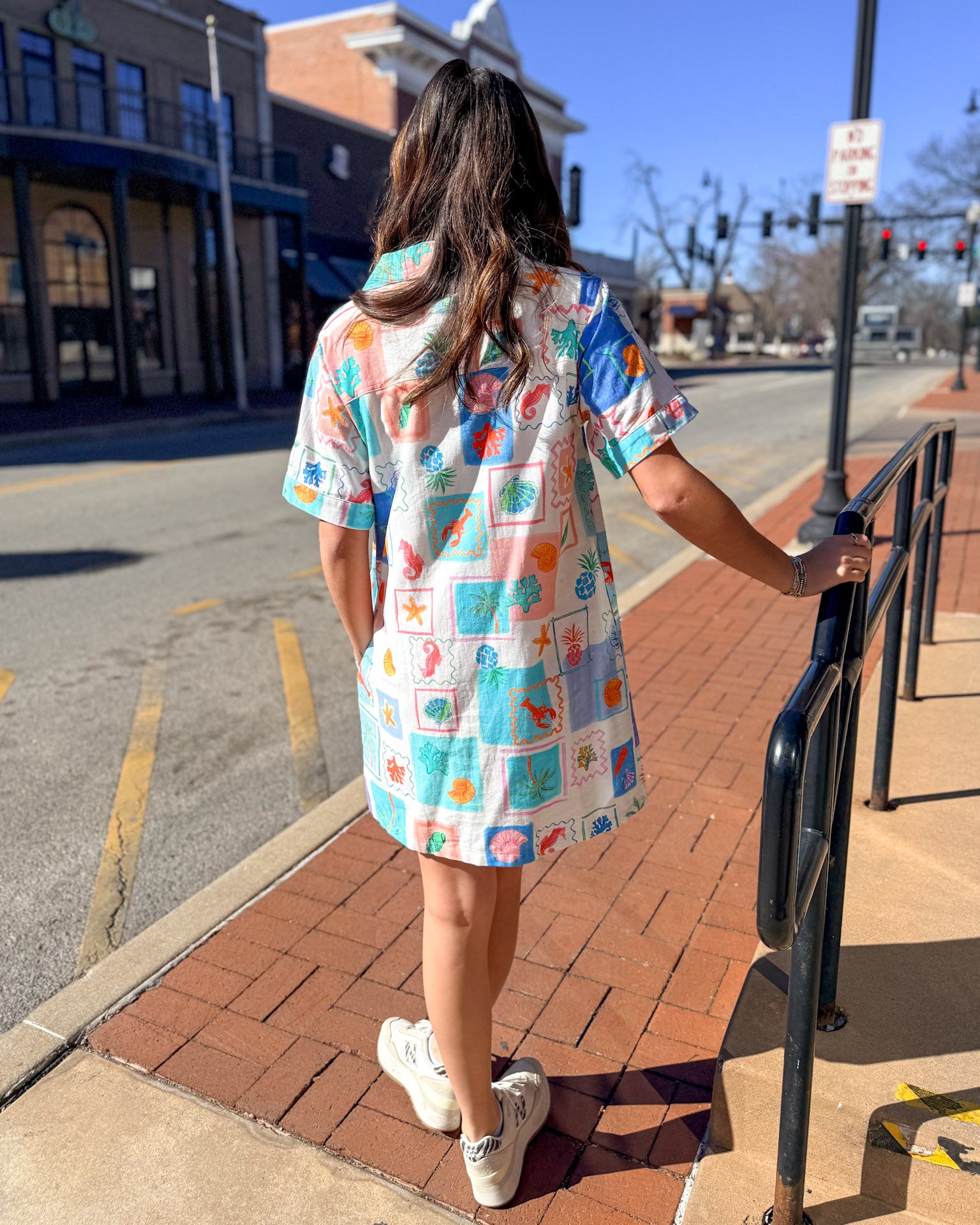 Seaside Patchwork Button-Up Dress