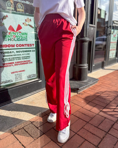 Red Jersey Pants w/Side Stripes