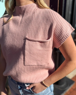 Soft Pink SS Mockneck Sweater - Shopbluemoonbentonville