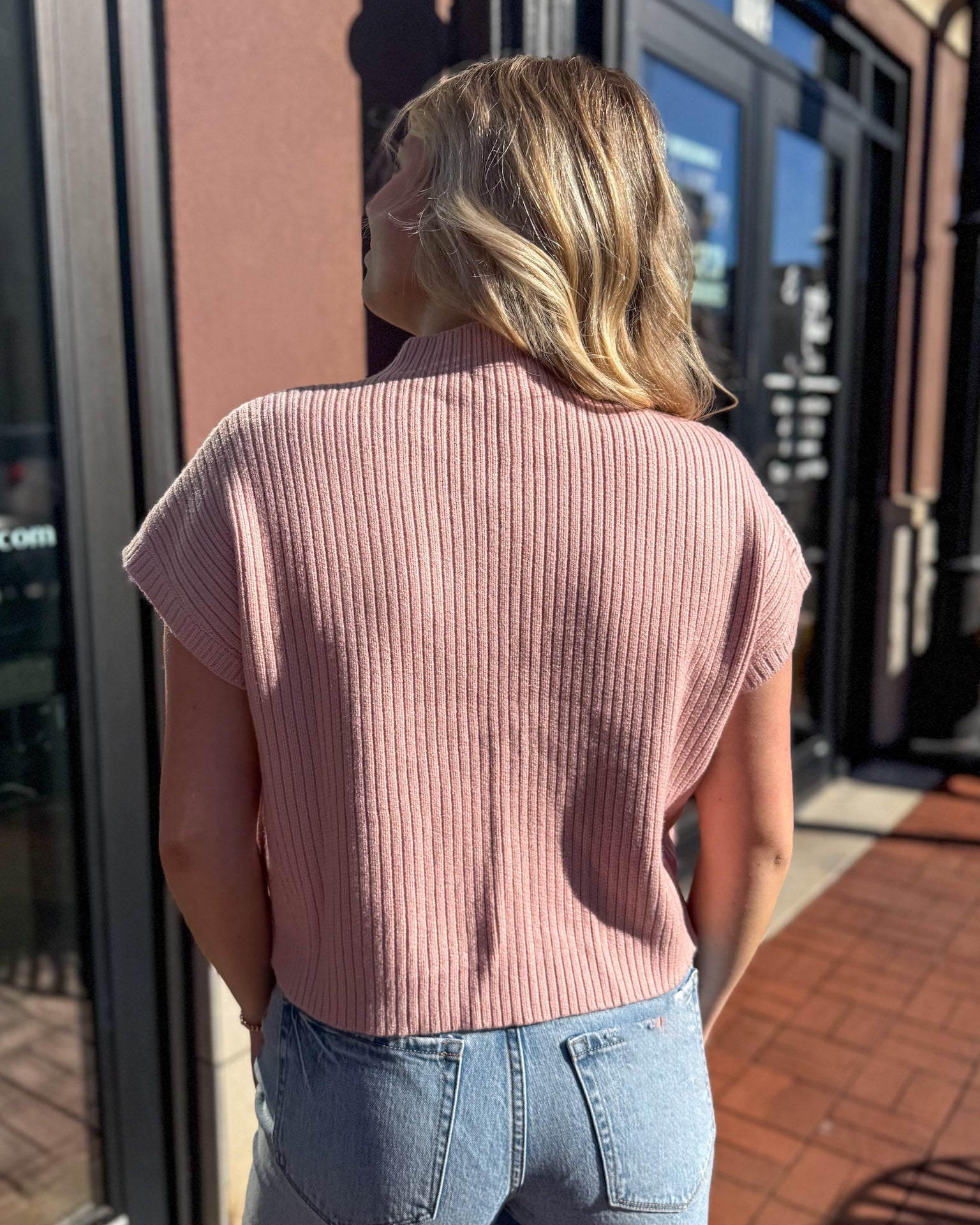 Soft Pink SS Mockneck Sweater
