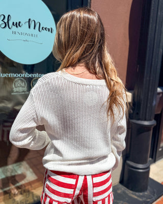Staccato Off - White Pointelle Sweater - Shopbluemoonbentonville