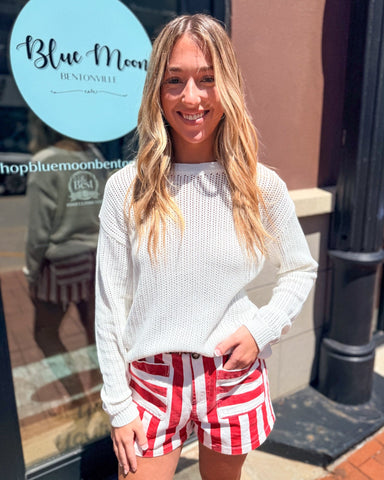 Staccato Off - White Pointelle Sweater - Shopbluemoonbentonville
