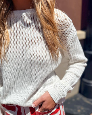 Staccato Off - White Pointelle Sweater - Shopbluemoonbentonville