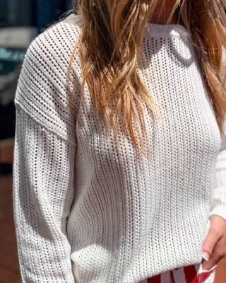 Staccato Off - White Pointelle Sweater - Shopbluemoonbentonville