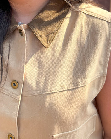 Taupe Washed Cotton Vest