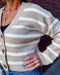 Taupe Ivory Striped Cardigan