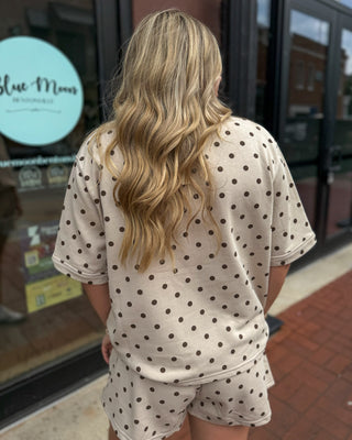 Taupe Polka Dot Top + Shorts SET