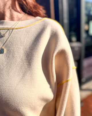 Vanilla Knit Top w/Lemon Contrast - Shopbluemoonbentonville