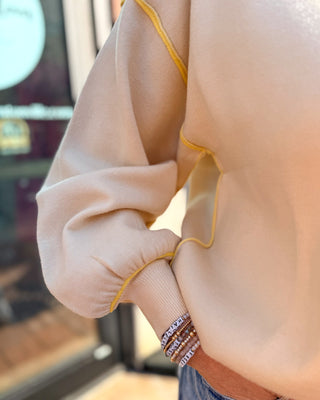 Vanilla Knit Top w/Lemon Contrast - Shopbluemoonbentonville