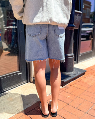 Vervet Anna High - Rise Raw Hem Denim Jorts - Shopbluemoonbentonville
