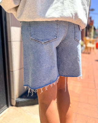Vervet Anna High - Rise Raw Hem Denim Jorts - Shopbluemoonbentonville