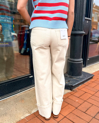 Vervet Olivia Off - White Cuffed Wide Leg Jeans - Shopbluemoonbentonville