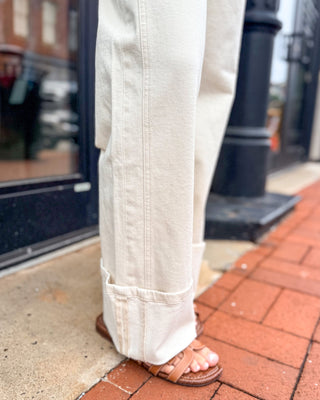 Vervet Olivia Off - White Cuffed Wide Leg Jeans - Shopbluemoonbentonville