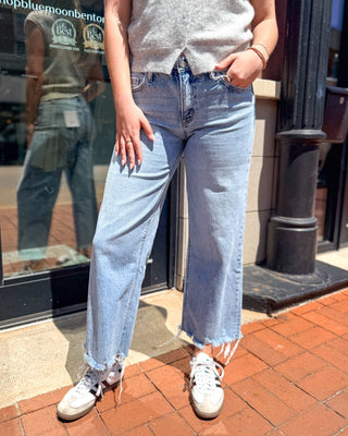 Vervet Olivia Raw Hem Wide Leg Jeans - Shopbluemoonbentonville