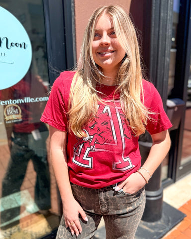 Vintage Arkansas Razorbacks “Through the A” Gameday T-Shirt by Southern Trend - Shopbluemoonbentonville