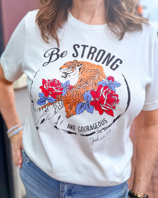 Vintage White Strong + Courageous T-shirt - Shopbluemoonbentonville