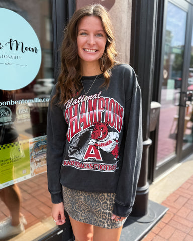 Washed Black Razorback Champs Sweatshirt