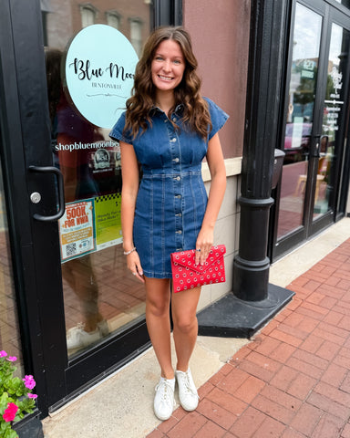 Washed Denim Button-Down Dress