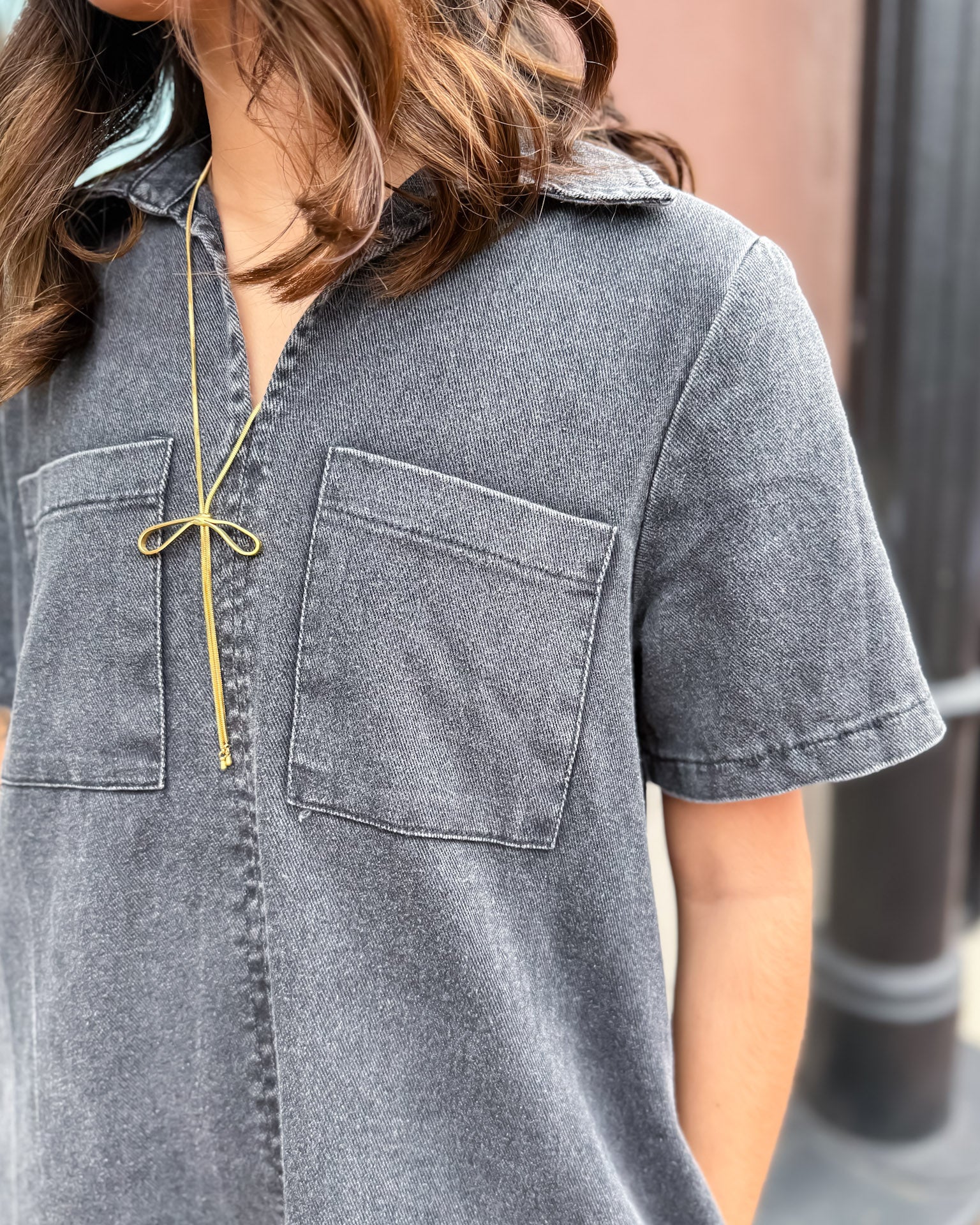 Washed Black Denim A-Line Dress