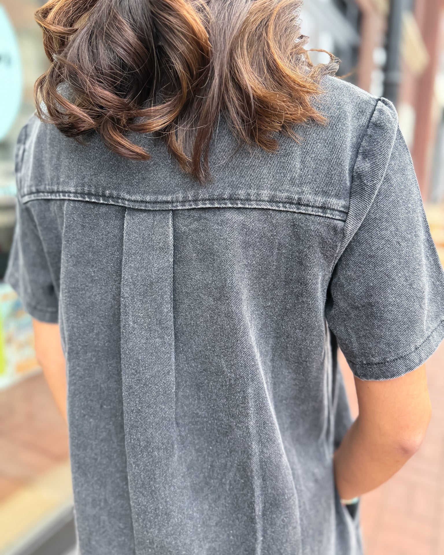 Washed Black Denim A-Line Dress