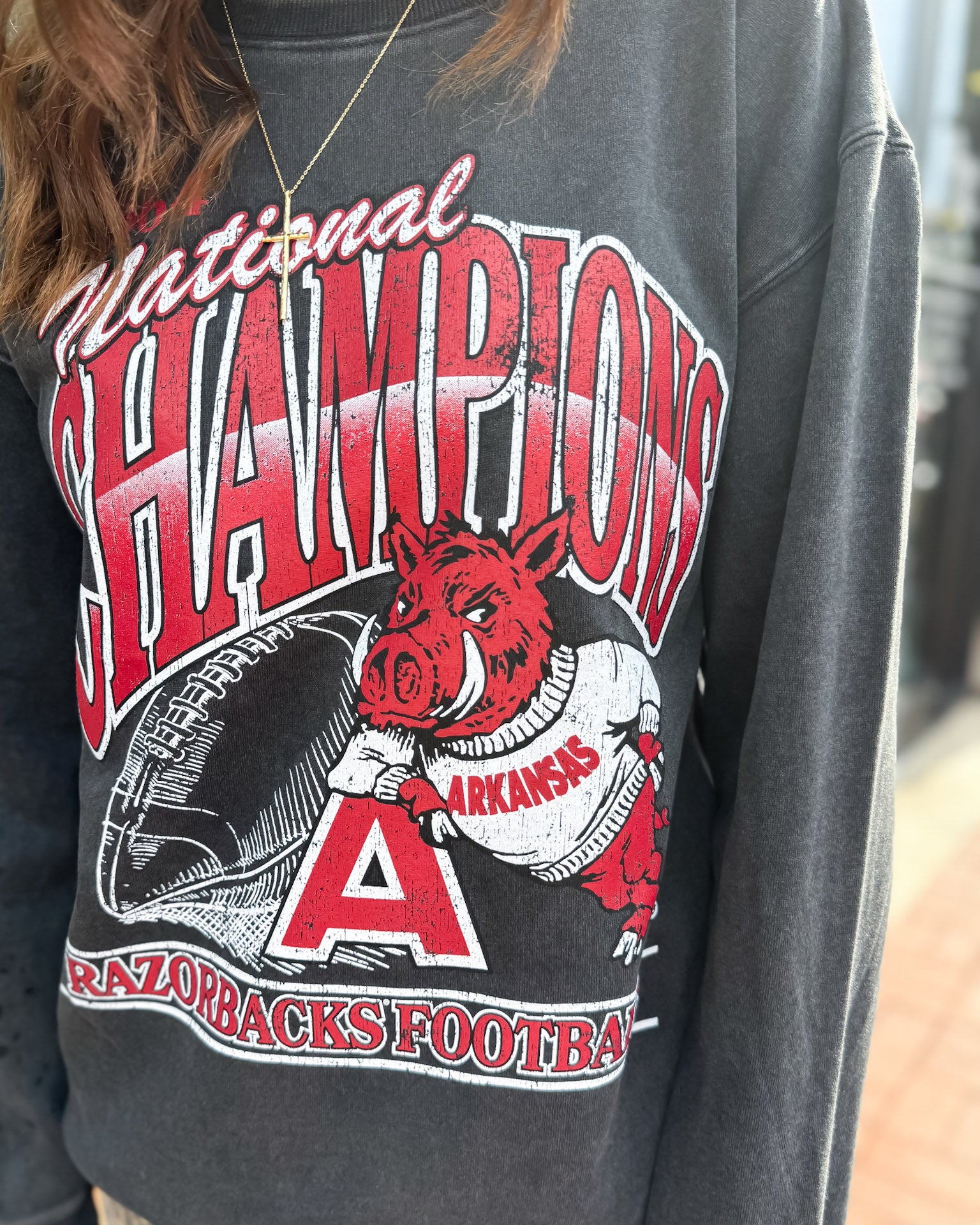 Washed Black Razorback Champs Sweatshirt