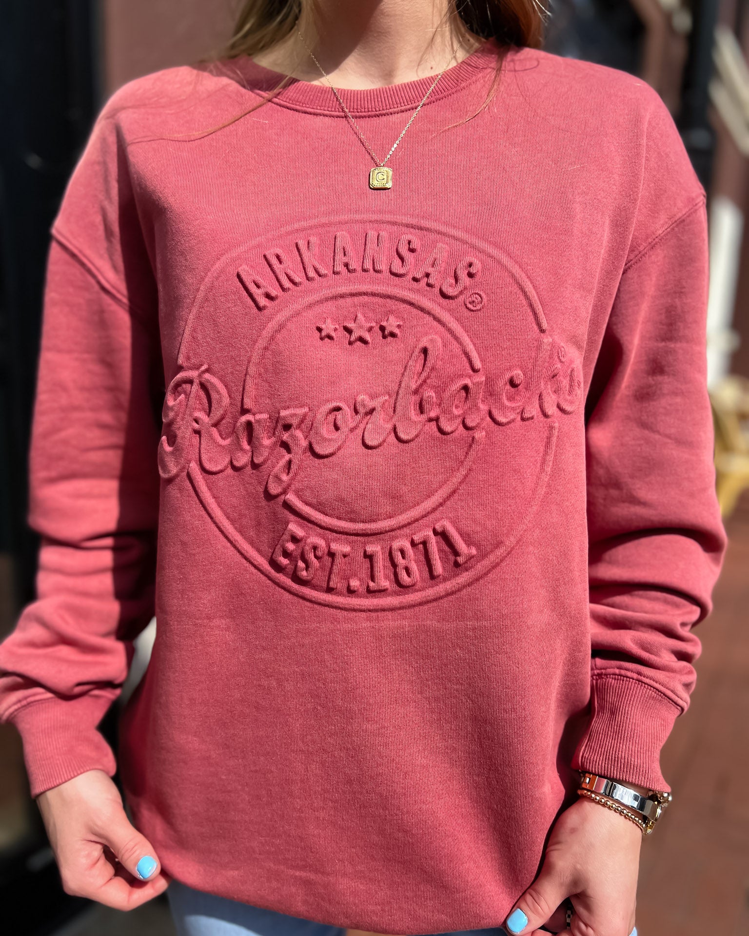 Washed Red Razorback Carson Circle Sweatshirt