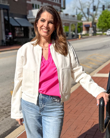 White Denim Bomber Jacket