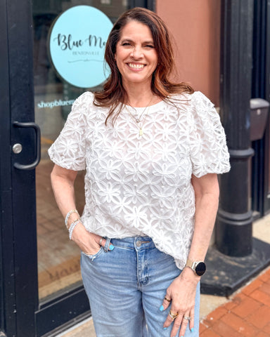 White Floral Overlay Top
