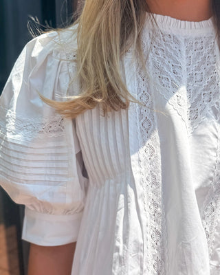 White Lace-Trimmed Blouse - Blue Moon Bentonville