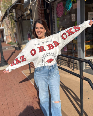 White Phipps Razorback Cropped Sweatshirt - Shopbluemoonbentonville